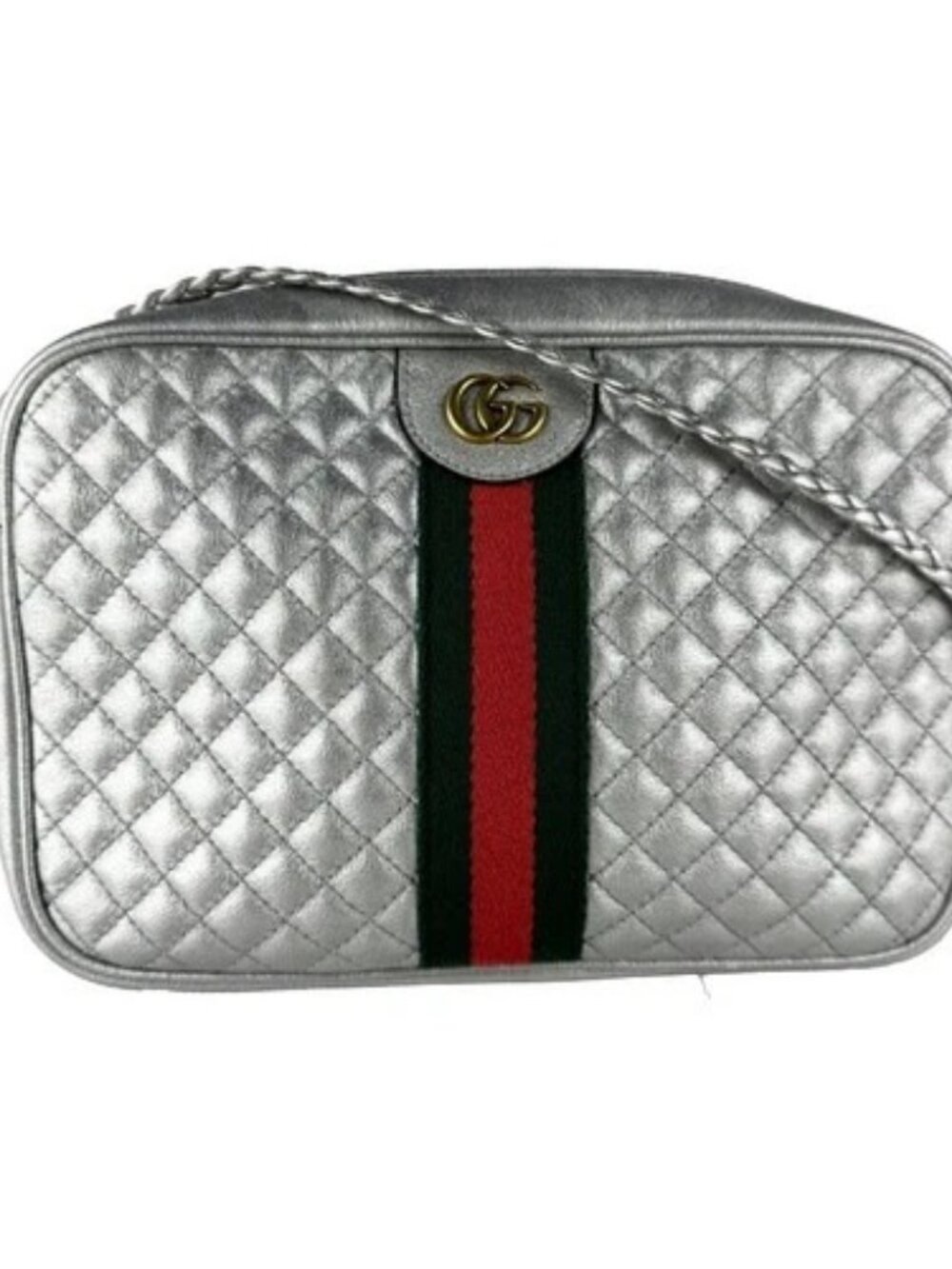 Auth GUCCI Shoulder Bag Silver Leather - z10827